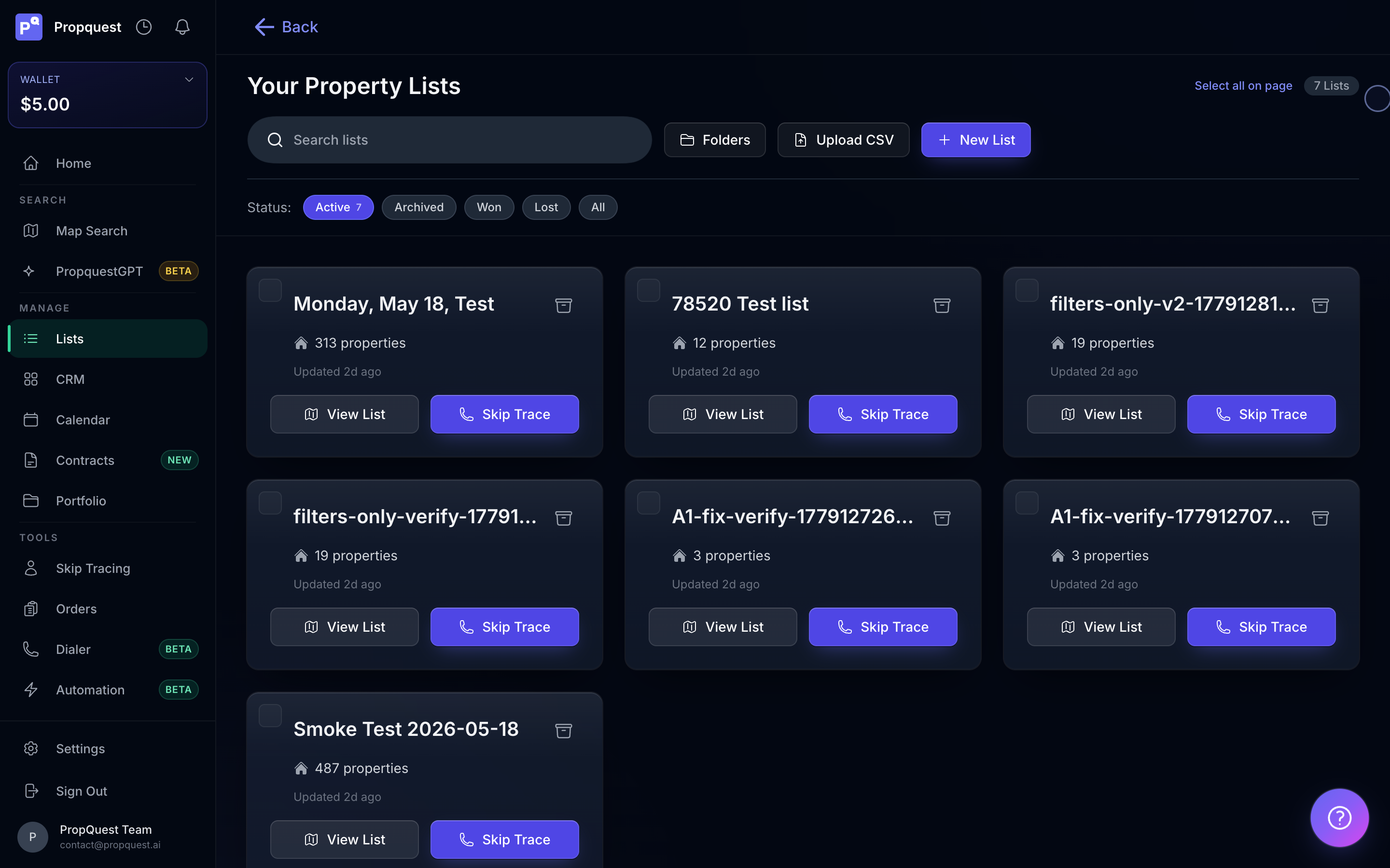 New list modal with name and strategy tag fields